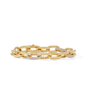 DY Madison Chain Bracelet in 18K Yellow Gold with Diamonds, Size Large