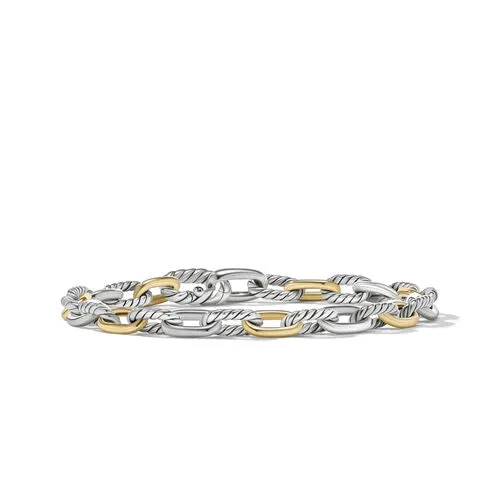 DY Madison Chain Bracelet in Sterling Silver with 18K Yellow Gold, Size Large