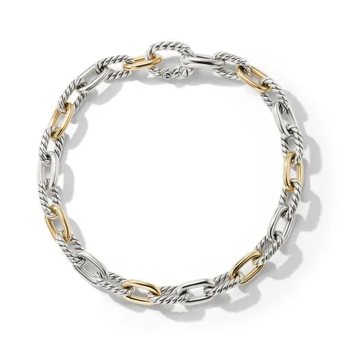 DY Madison Chain Bracelet in Sterling Silver with 18K Yellow Gold, Size Large