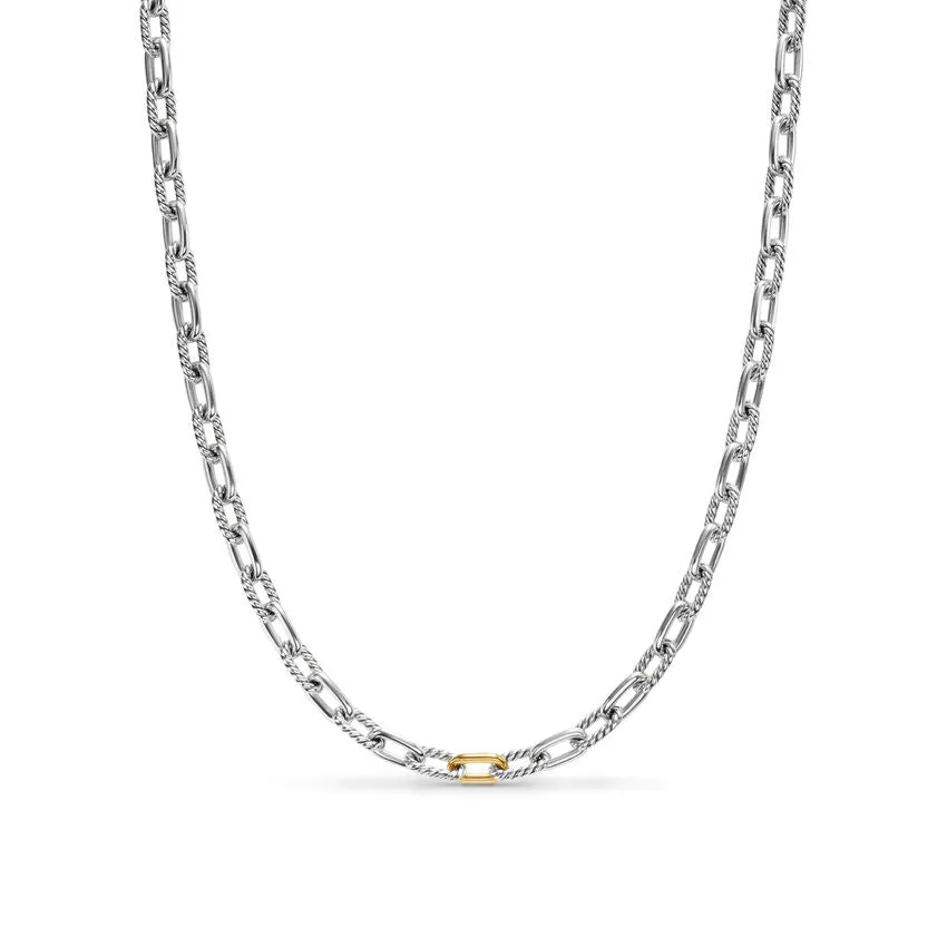 DY Madison Chain Necklace in Sterling Silver with 18K Yellow Gold, 6mm, 22"