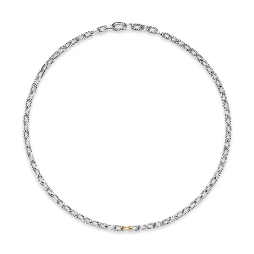DY Madison Chain Necklace in Sterling Silver with 18K Yellow Gold, 6mm, 22"