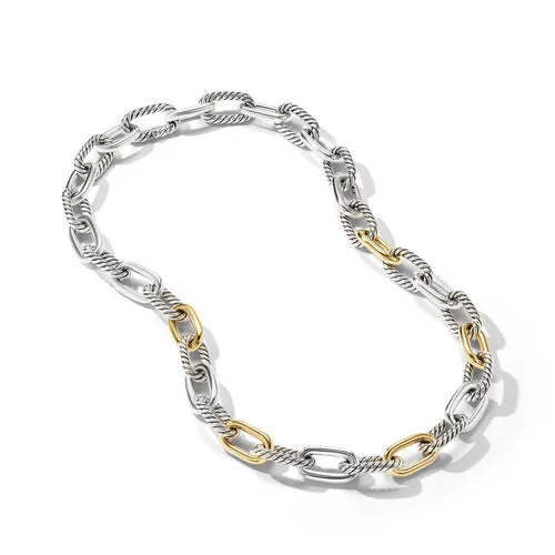 DY Madison Chain Necklace in Sterling Silver with 18K Yellow Gold
