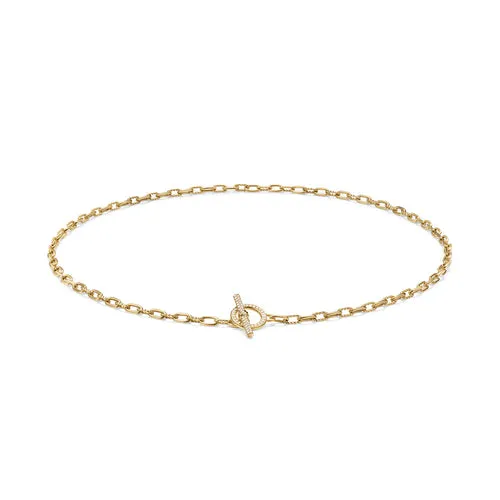 DY Madison Pavé Diamond Toggle Chain Necklace in 18K Yellow Gold, 19"