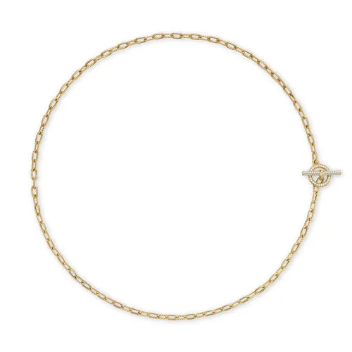 DY Madison Pavé Diamond Toggle Chain Necklace in 18K Yellow Gold, 19"