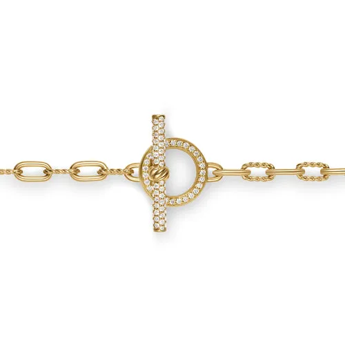 DY Madison Pavé Diamond Toggle Chain Necklace in 18K Yellow Gold, 19"