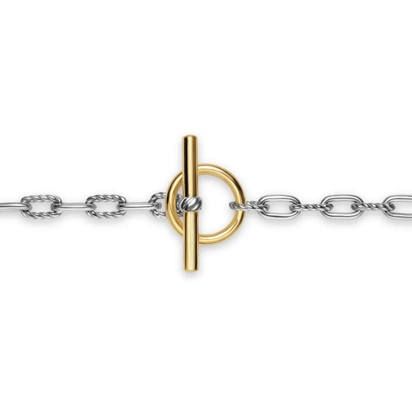 DY Madison Toggle Chain Bracelet in Sterling Silver with 18K Yellow Gold, 3mm, Size Medium
