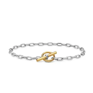DY Madison Toggle Chain Bracelet in Sterling Silver with 18K Yellow Gold, 3mm, Size Small
