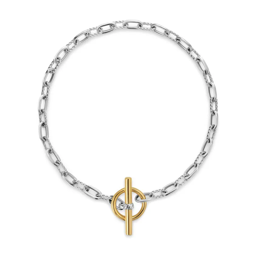 DY Madison Toggle Chain Bracelet in Sterling Silver with 18K Yellow Gold, 3mm, Size Small