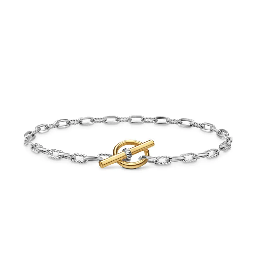 DY Madison Toggle Chain Bracelet in Sterling Silver with 18K Yellow Gold, 3mm, Size Small