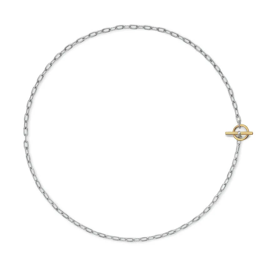 DY Madison Toggle Chain Necklace in Sterling Silver with 18K Yellow Gold, 3mm, 15"