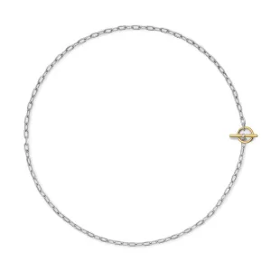 DY Madison Toggle Chain Necklace in Sterling Silver with 18K Yellow Gold, 3mm, 15"