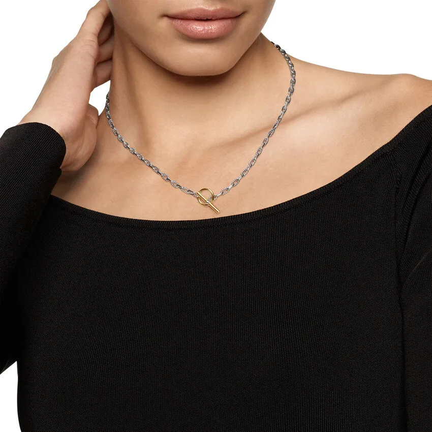 DY Madison Toggle Chain Necklace in Sterling Silver with 18K Yellow Gold, 3mm, 15"