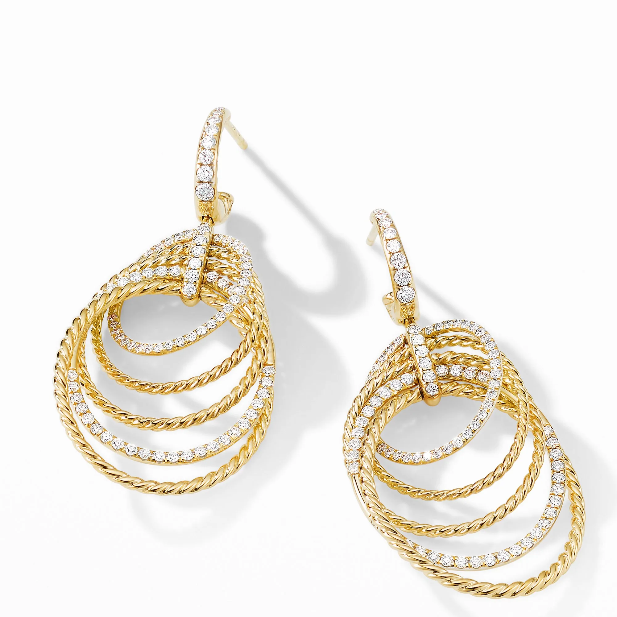 DY Origami Drop Earrings in 18K Yellow Gold with Diamonds