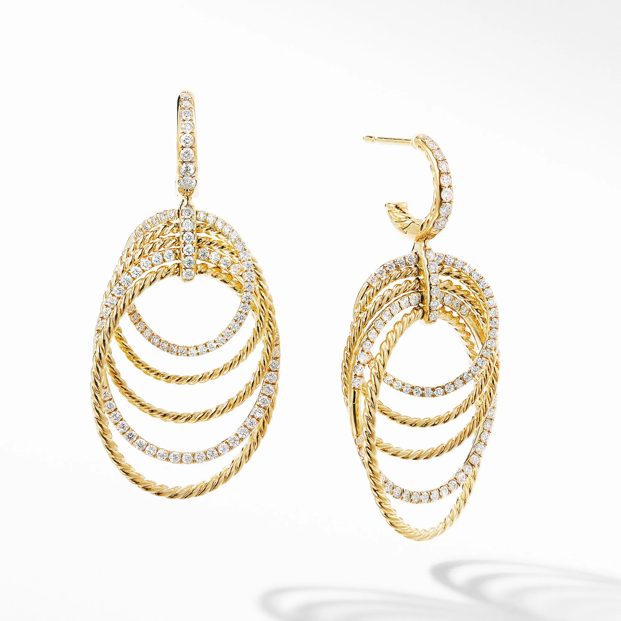 DY Origami Drop Earrings in 18K Yellow Gold with Diamonds