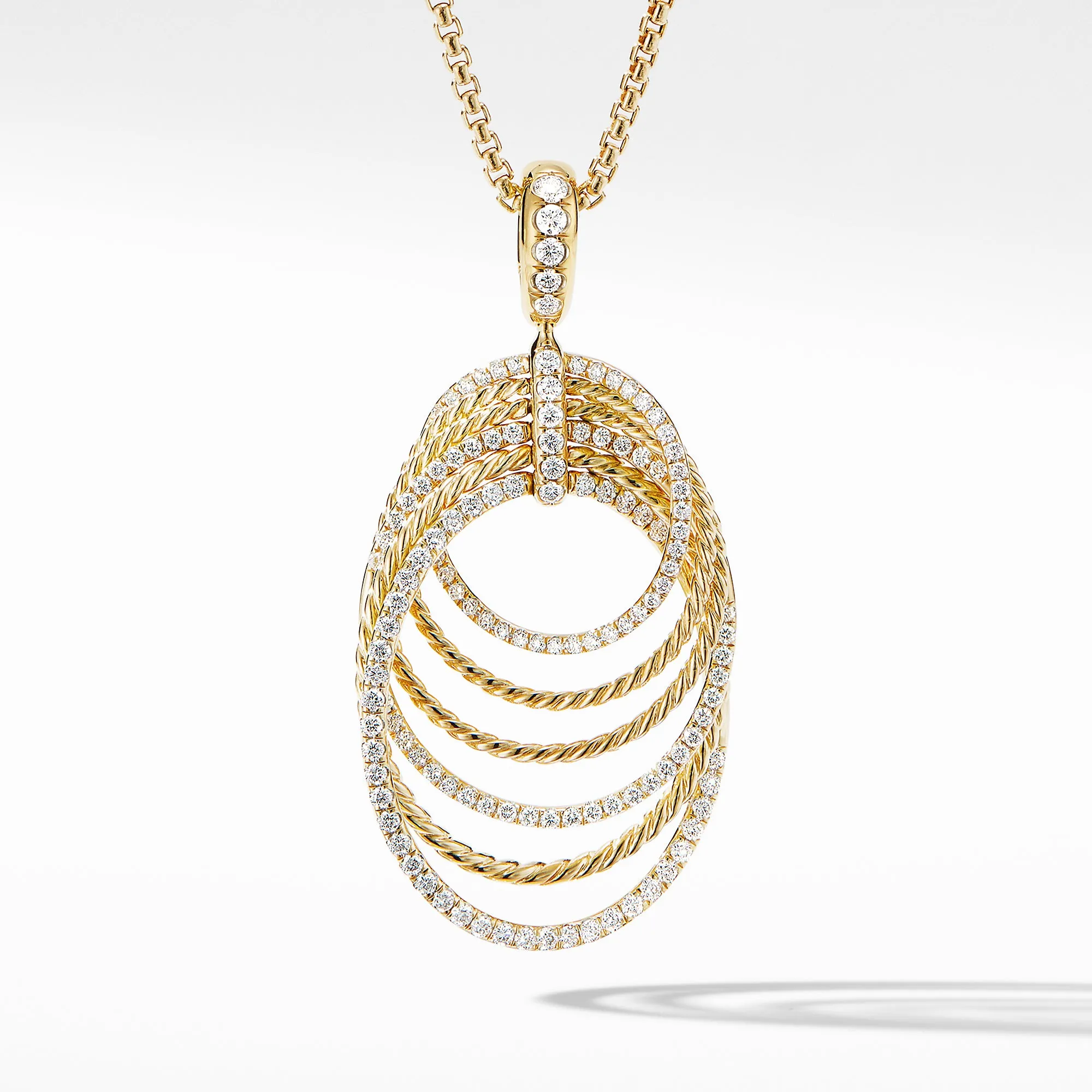 DY Origami Pendant Necklace in 18K Yellow Gold with Diamonds