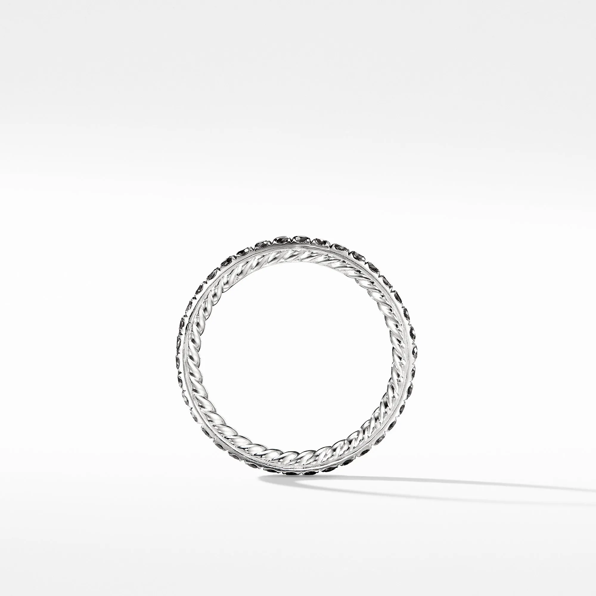 Eden 1.85mm Black Diamond Pavé Wedding Band Ring in Platinum, Size 6