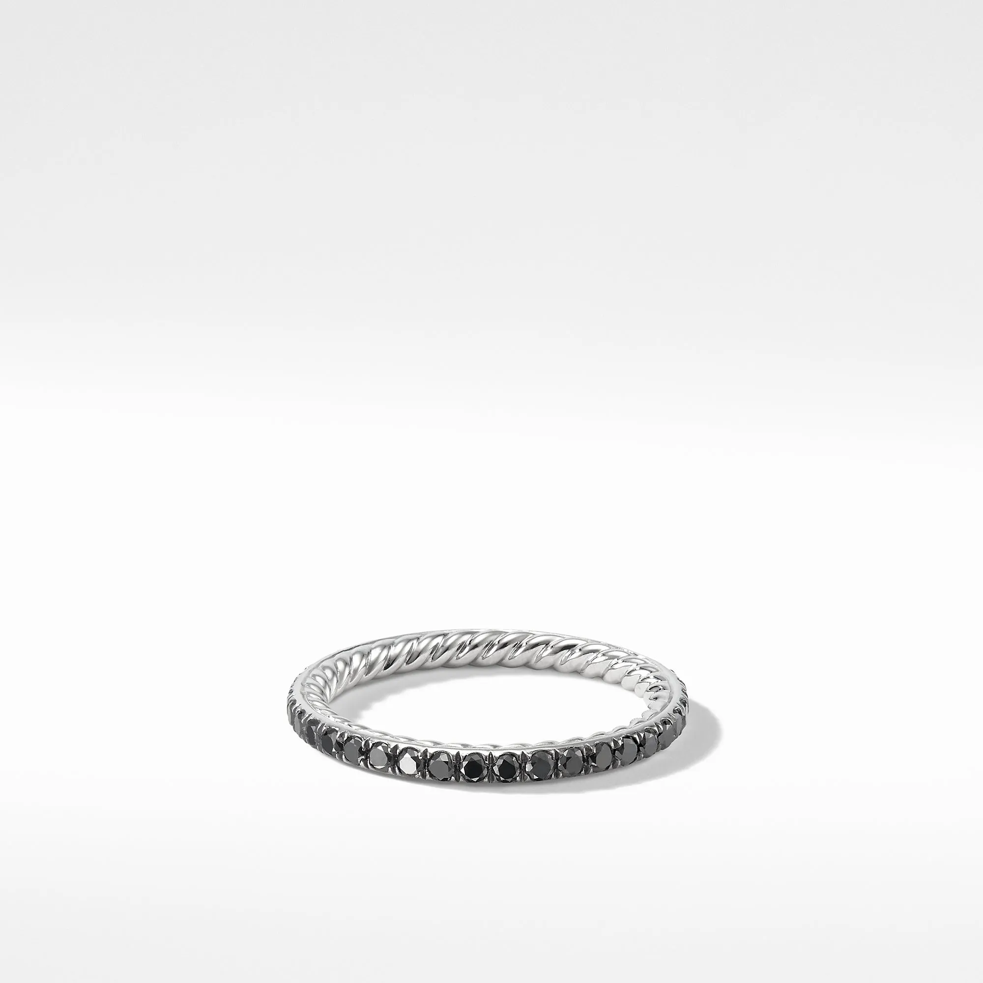 Eden 1.85mm Black Diamond Pavé Wedding Band Ring in Platinum, Size 6