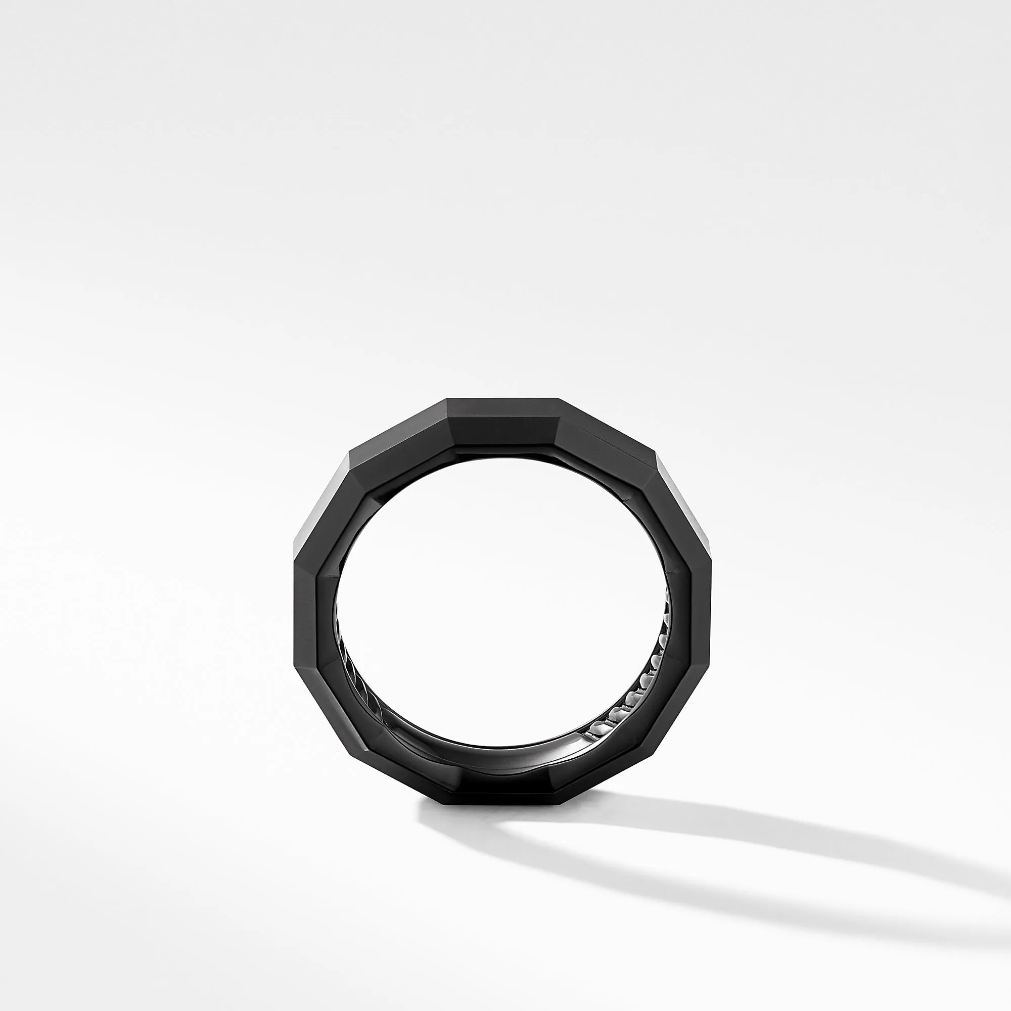 Faceted Band Ring in Black Titanium, Size 8.5