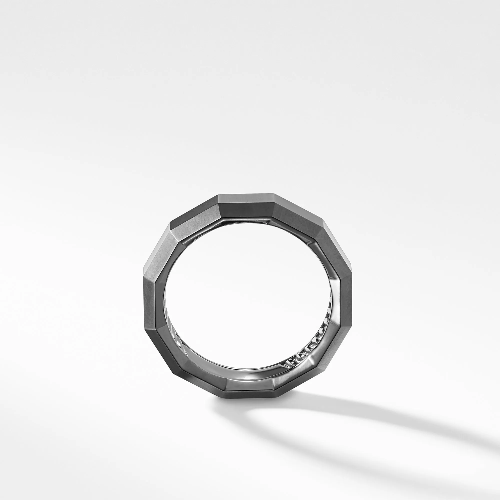 Faceted Band Ring in Grey Titanium, Size 10