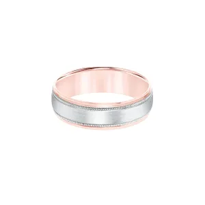 Fink's 14K Rose & White Gold Brushed Milgrain Band