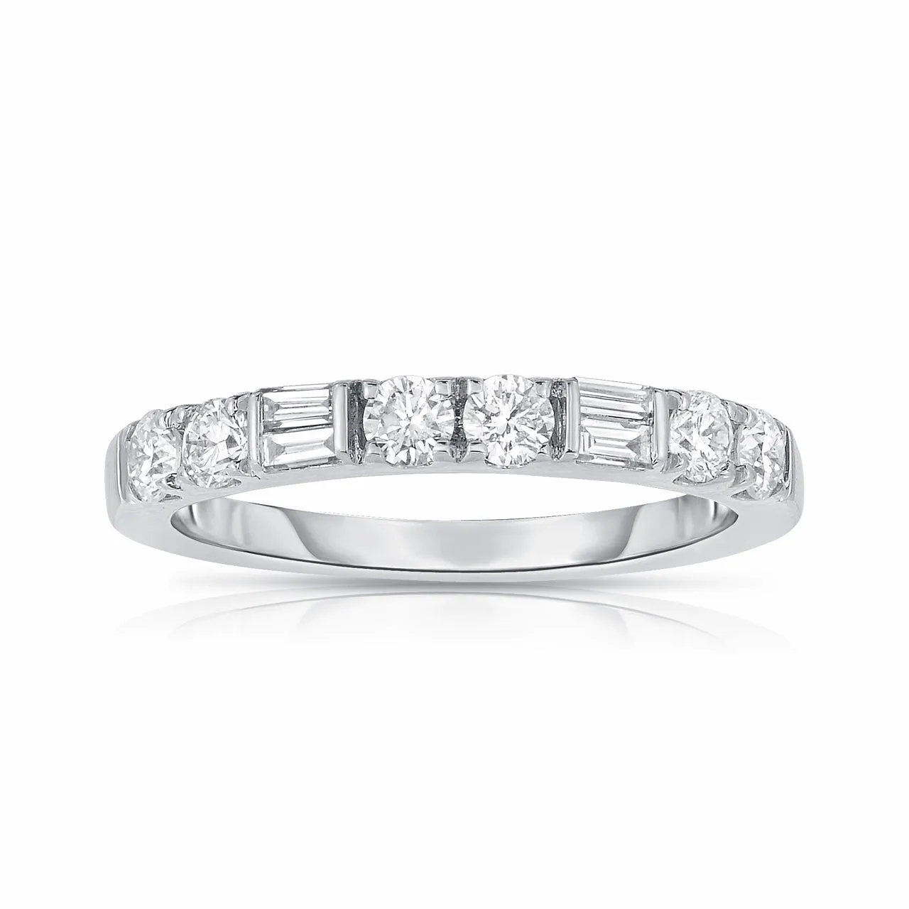 Fink's 14K White Gold Round and Baguette Diamond Wedding Band