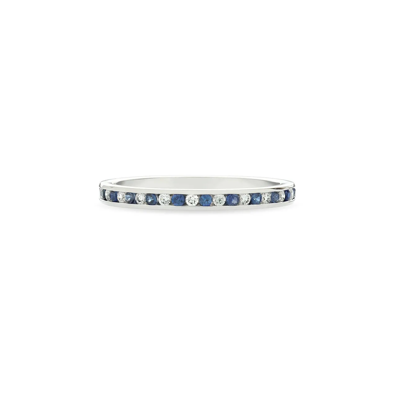 Fink's 18K White Gold Channel Set Sapphire and Diamond Wedding Band
