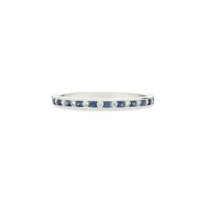 Fink's 18K White Gold Channel Set Sapphire and Diamond Wedding Band
