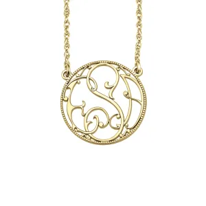 Fink's 20mm Circular Rope-Bordered Monogram Necklace