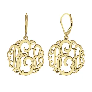 Fink's 20mm Classic Script Lettering Monogram Leverback Earrings