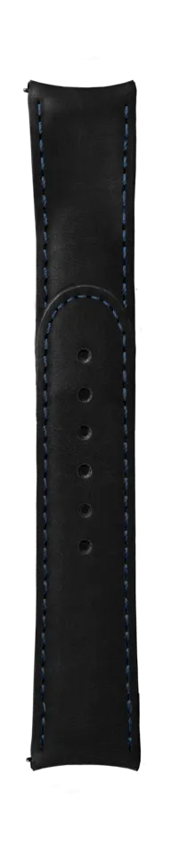 Formex Essence Deployant Black/Blue Leather Strap 22mm