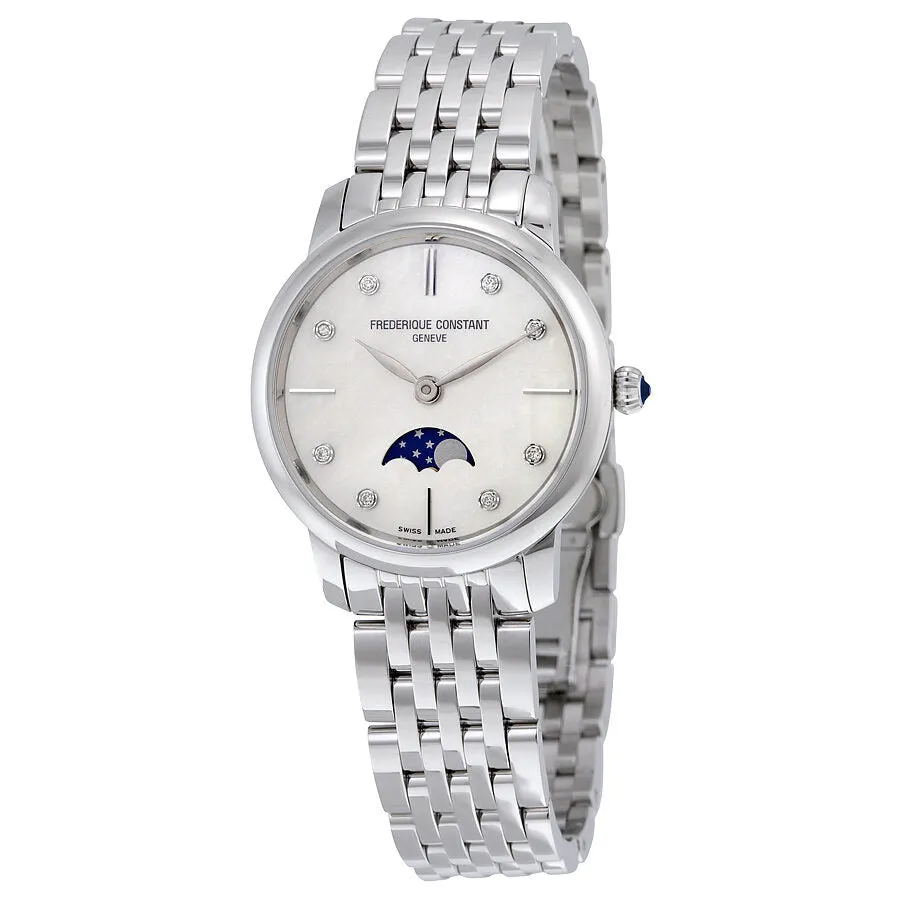 Frederique Constant Slimline Mother of Pearl Dial Diamond Ladies Watch FC-206MPWD1S6B