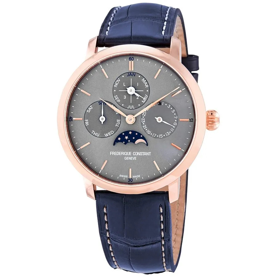 Frederique Constant Slimline Perpetual Calendar Manufacture Automatic Grey Dial Men's Watch FC-775G4S4
