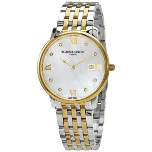 Frederique Constant Slimline Quartz Diamond White Mother of Pearl Dial Ladies Watch FC-220MPWD3S3B