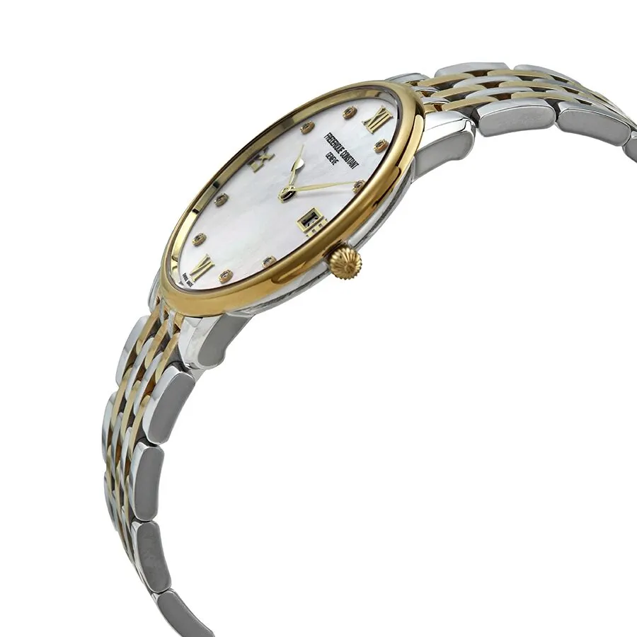 Frederique Constant Slimline Quartz Diamond White Mother of Pearl Dial Ladies Watch FC-220MPWD3S3B
