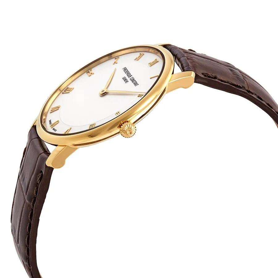 Frederique Constant Slimline White Dial Brown Leather Men's Watch FC-200RS5S35
