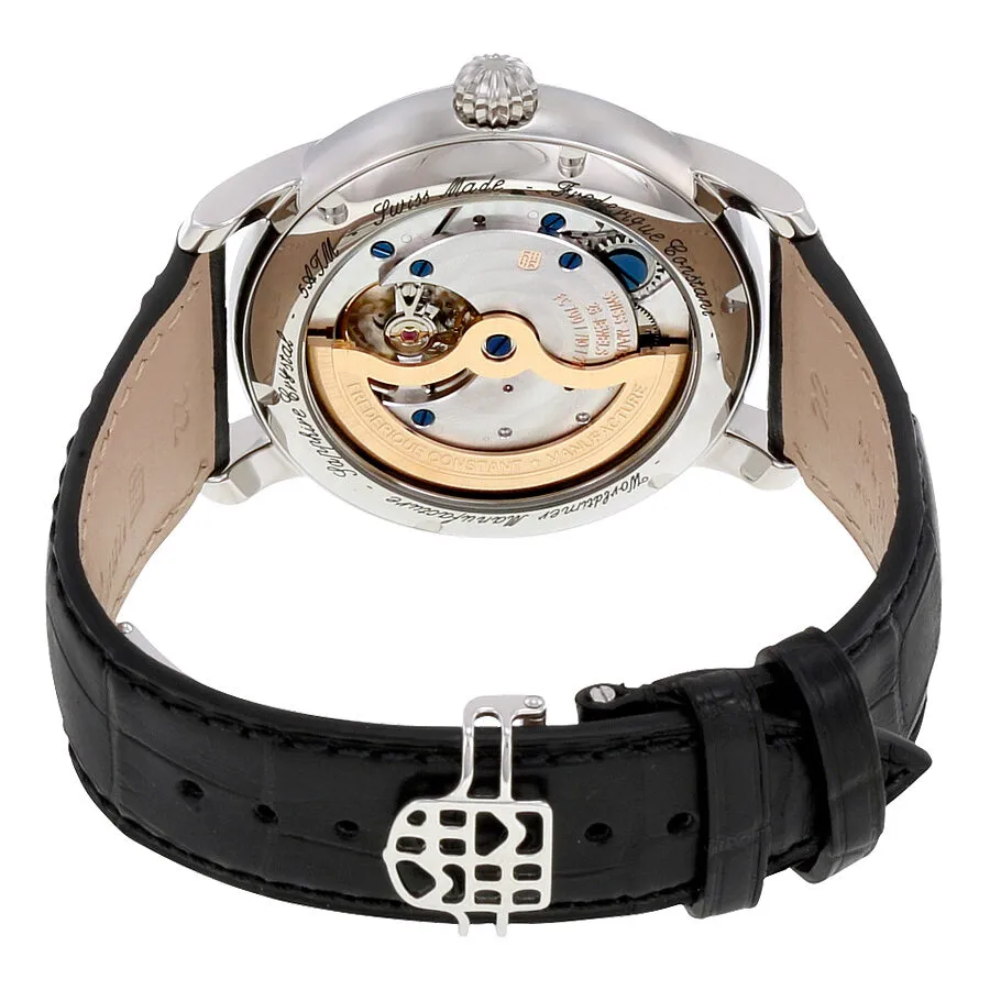 Frederique Constant Worldtimer Silver Dial Black Leather Men's Watch FC-718MC4H6
