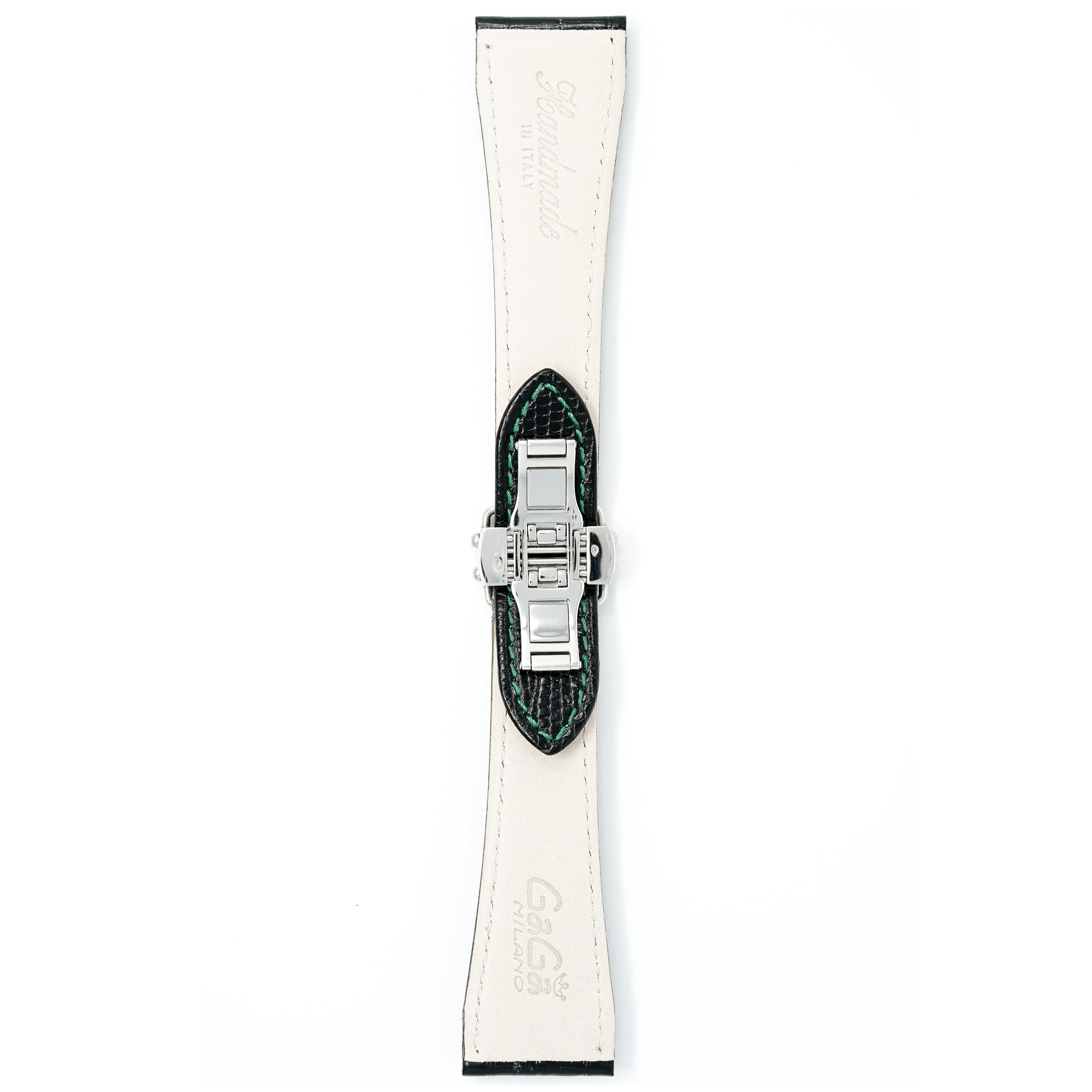 Gagà Milano Watch Black Lizard Leather Butterfly Strap