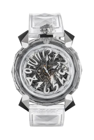 Gagà Milano Watch Crystal 46mm Skeleton White