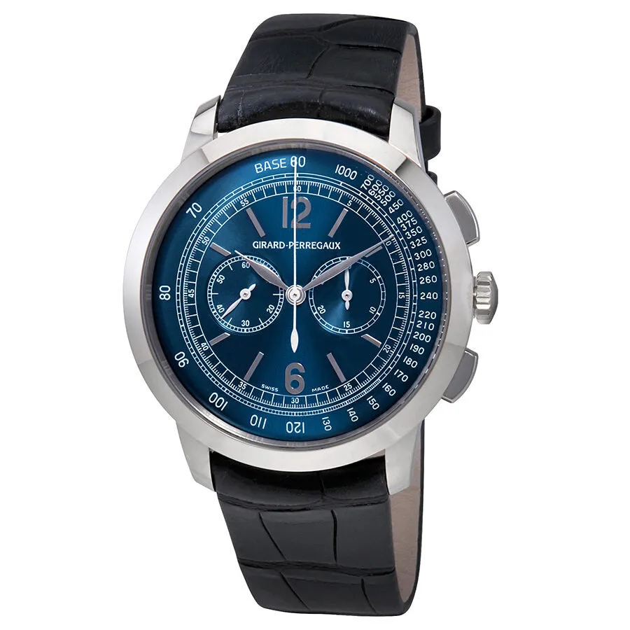 Girard Perregaux 1966 Blue Dial Chronograph Black Leather Men's Watch 49539-53-451-BK6B