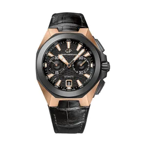 Girard Perregaux Chrono Hawk Black Dial Black Leather Men's Watch 49970-34-633-BB6B