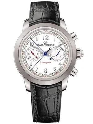 Girard Perregaux Sport Classique Foudroyante White Dial Black Leather Automatic Men's Watch 90240-11-811-BA6A