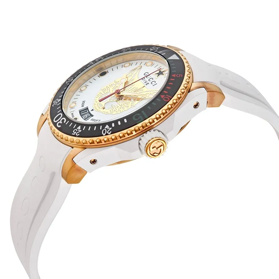 Gucci Dive Quartz White Dial Ladies Watch YA136322