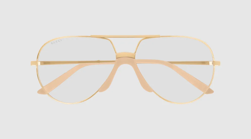 Gucci Unisex Sunglasses Oversized Pilot Rose Gold GG0432S-001 60