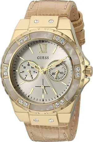 Guess Beige Multifunction Leather Women's Watch U0775L2