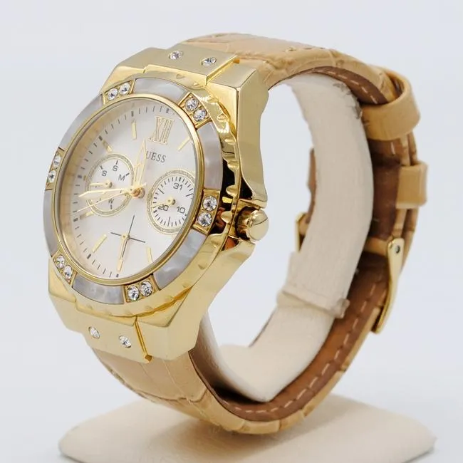 Guess Beige Multifunction Leather Women's Watch U0775L2