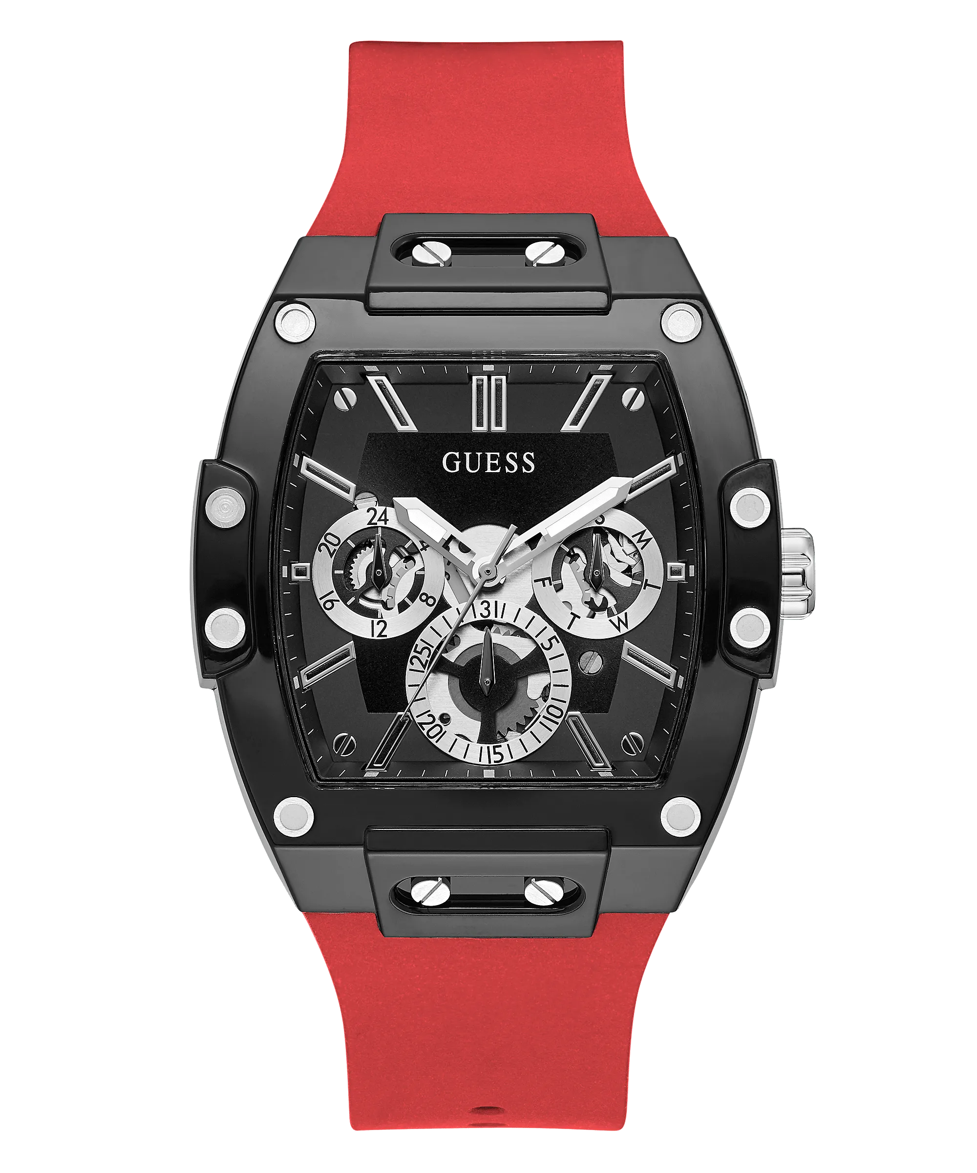 Guess Black Case Red Silicone Men's Watch GW0203G4