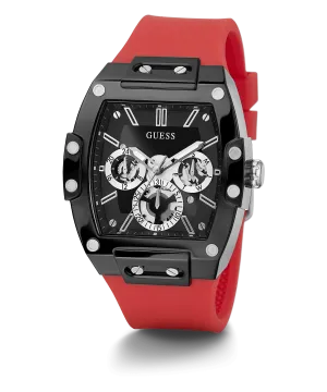 Guess Black Case Red Silicone Men's Watch GW0203G4