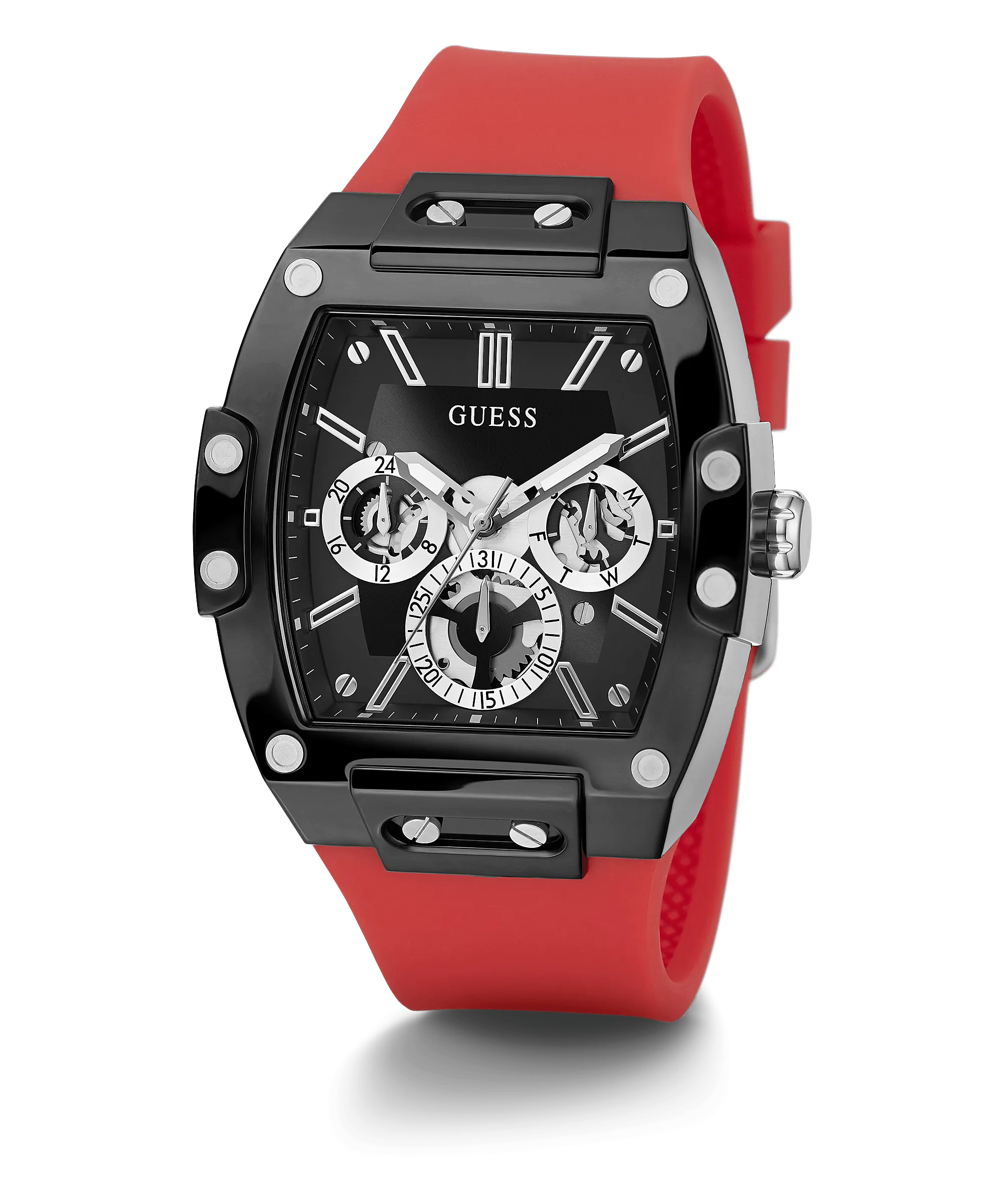Guess Black Case Red Silicone Men's Watch GW0203G4
