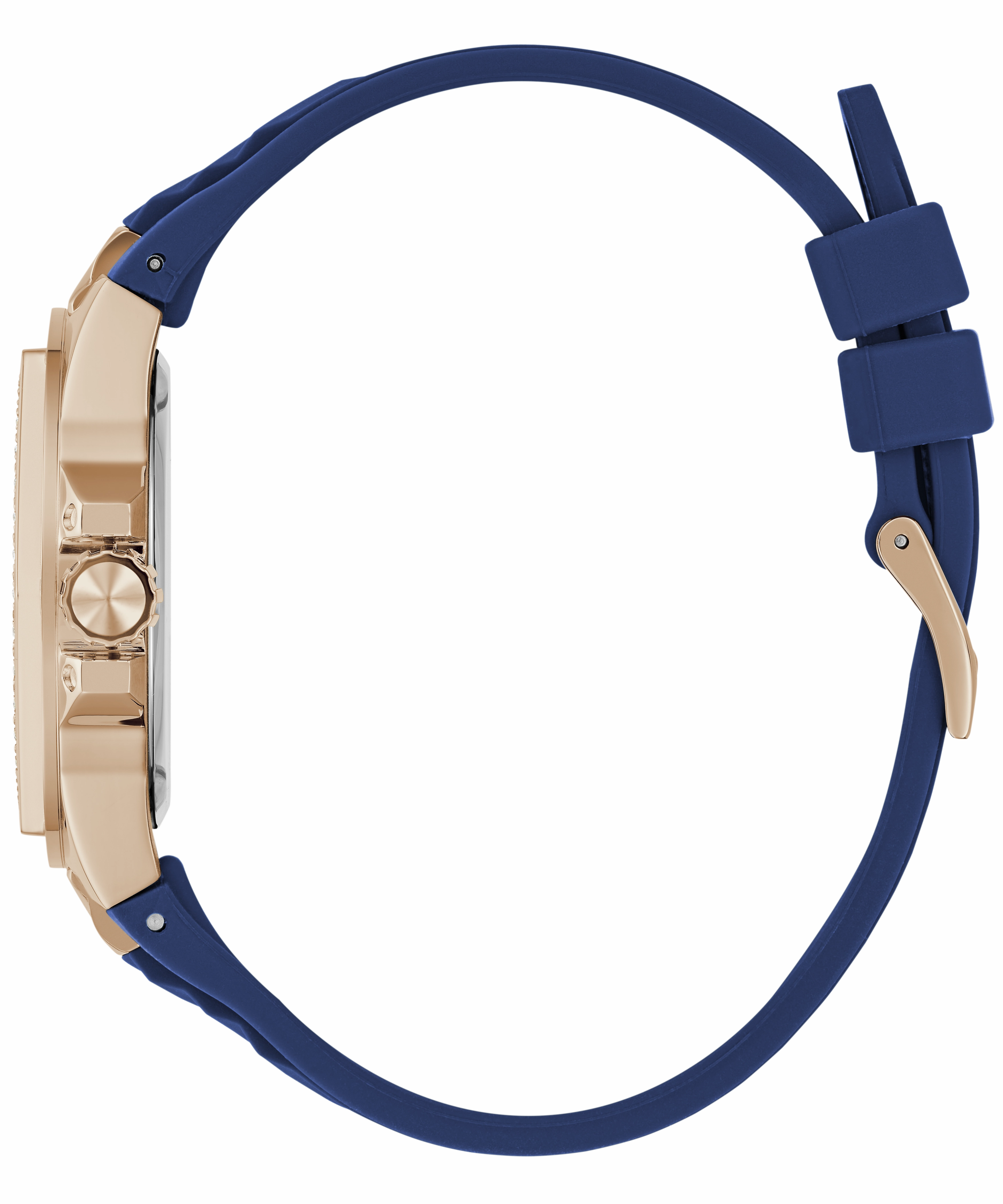 GUESS Ladies Blue Rose Gold Tone Multi-function Watch