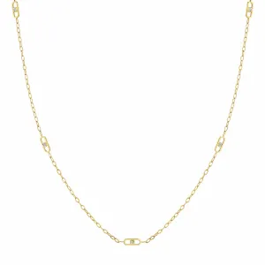 Michael M 14k Yellow Gold Link Stations 24 Diamond Necklace